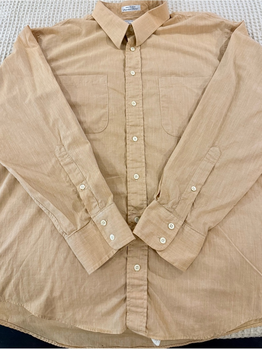 Vintage Burberrys of London Tan Dress Shirt 17.5 34 Cotton Made in USA